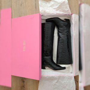 PARIS TEXAS Crocodile Embossed Tall Boot | NEW IN BOX